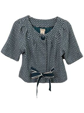 Anthropologie | Tweed Retro Green White Cropped Jacket